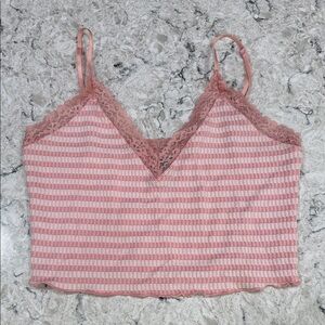 Alya Blush and Cream Striped Lace Cami
